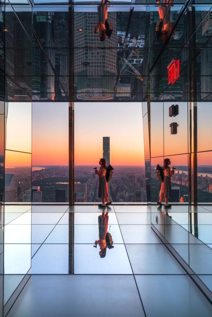 Art and travel collide beautifully in this photograph of a guest during sunrise